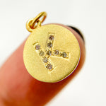 Load image into Gallery viewer, DC056. Diamond Sterling Silver Letter "K" Round Charm
