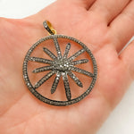 Load image into Gallery viewer, DP180. Diamond & Sterling Silver Round Flower Pendant