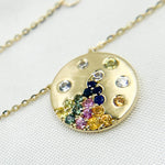 Load image into Gallery viewer, NT405722. 14K Solid Gold Diamond and Multi Sapphire Necklace