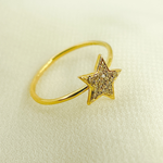 Load image into Gallery viewer, 14K Solid Gold Star Diamond Ring.