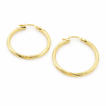 Load image into Gallery viewer, GER173. 14K Gold Hollow Hoop Earrings with Engraved Tornado Design
