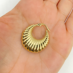 Load image into Gallery viewer, GER121. 14K Solid Gold Chunky Croissant Hollow Hoop Earrings