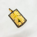 Load image into Gallery viewer, DP312. Diamond Sterling Silver Rectangle Cross Pendant with Gemstone