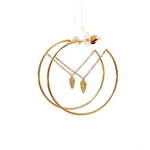 Load image into Gallery viewer, 14k Solid Gold Diamond Heart Dangle Hoops Earrings