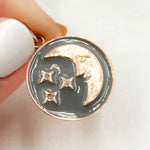 Load image into Gallery viewer, Shop Now Silver Round Moon and Star Enamel Pendants