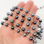 Load image into Gallery viewer, Buy Peacock Pearl Round Shape Sterling Silver Wire Chain