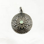 Load image into Gallery viewer, DP272. Diamond Sterling Silver Round Star Pendant with Gemstone