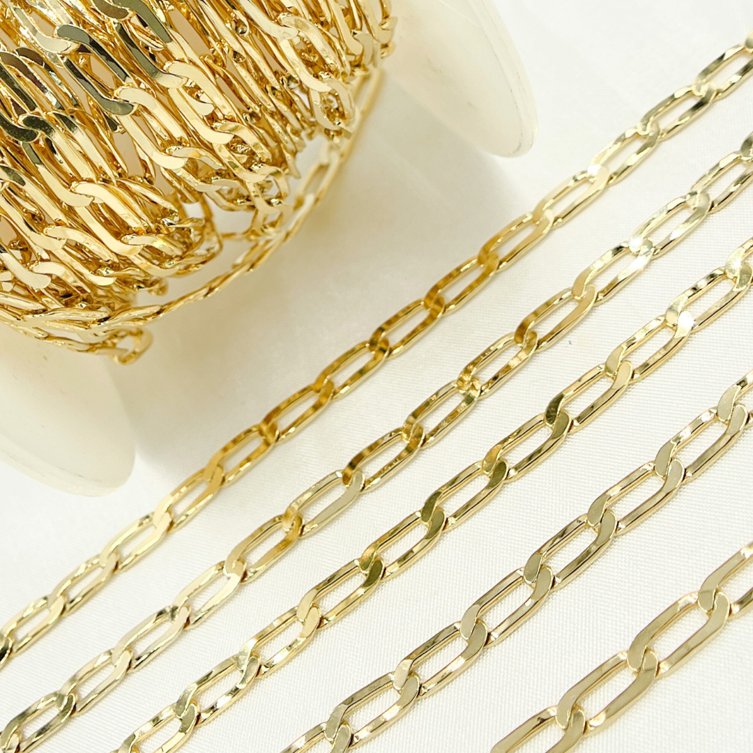 Z61GP. Gold Plated 925 Sterling Silver Ultra Flat Paperclip Link Chain