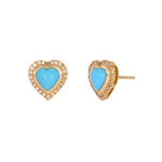 Load image into Gallery viewer, Gold Diamond and Turquoise Heart Stud Earring