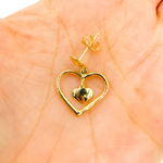 Load image into Gallery viewer, GER115. 14K Gold Dangle Earring with Two Hearts