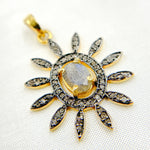 Load image into Gallery viewer, DP193. Diamond & Sterling Silver Flower Pendant with Gemstone