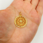 Load image into Gallery viewer, 14K Solid Gold Diamond Flower Circle Charm. GDP255