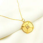 Load image into Gallery viewer, 14K Solid Gold Circle Lock and Key Pendant with Diamonds. GDP46