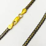 Load image into Gallery viewer, Shop  Black Rhodium Sterling Silver and Gold Plated Flat Wheat Necklace