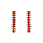 Load image into Gallery viewer, 14k Solid Gold Diamonds & Gemstones Dangle Earrings