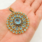 Load image into Gallery viewer, DSP028. Diamond Sterling Silver Round Pendant With Gemstone