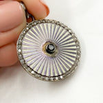 Load image into Gallery viewer, Silver Round Enamel Pendant with Gemstone