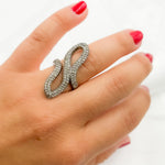 Load image into Gallery viewer, DR09. Diamond Black Rhodium Sterling Silver Organic Shape Ring