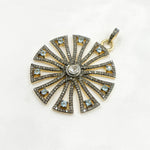 Load image into Gallery viewer, DP281. Diamond & Sterling Silver Fancy Shape Pendant with Polki Diamond and Gemstone