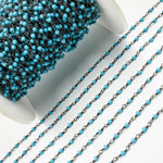 Load image into Gallery viewer, Buy Now Turquoise Wire Wrap Chain made with Black Rhodium 925 Silvers