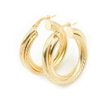 Load image into Gallery viewer, Gold Fancy Twist Double Hollow Hoop Earrings