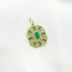 Load image into Gallery viewer, GDP652. 14k Solid Gold Diamond and Emerald Octagon Charm