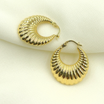 Load image into Gallery viewer, GER121. 14K Solid Gold Chunky Croissant Hollow Hoop Earrings
