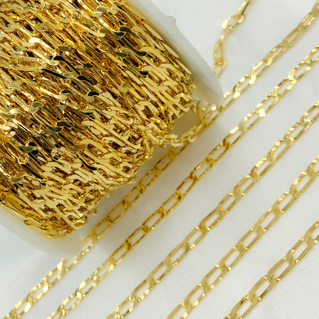 Gold Plated 925 Sterling Silver Ultra Flat Paperclip Chain. Z60GP