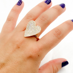 Load image into Gallery viewer, 14k Solid Gold Diamond Heart Ring.