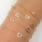 Load image into Gallery viewer, 14k Solid Gold Connected Heart Link Chain
