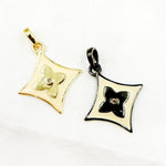 Load image into Gallery viewer, Diamond Sterling Silver Diamond Shape Flower Enamel Pendant