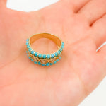 Load image into Gallery viewer, Buy 14k Solid Gold Diamond and Turquoise Heart Band Ring