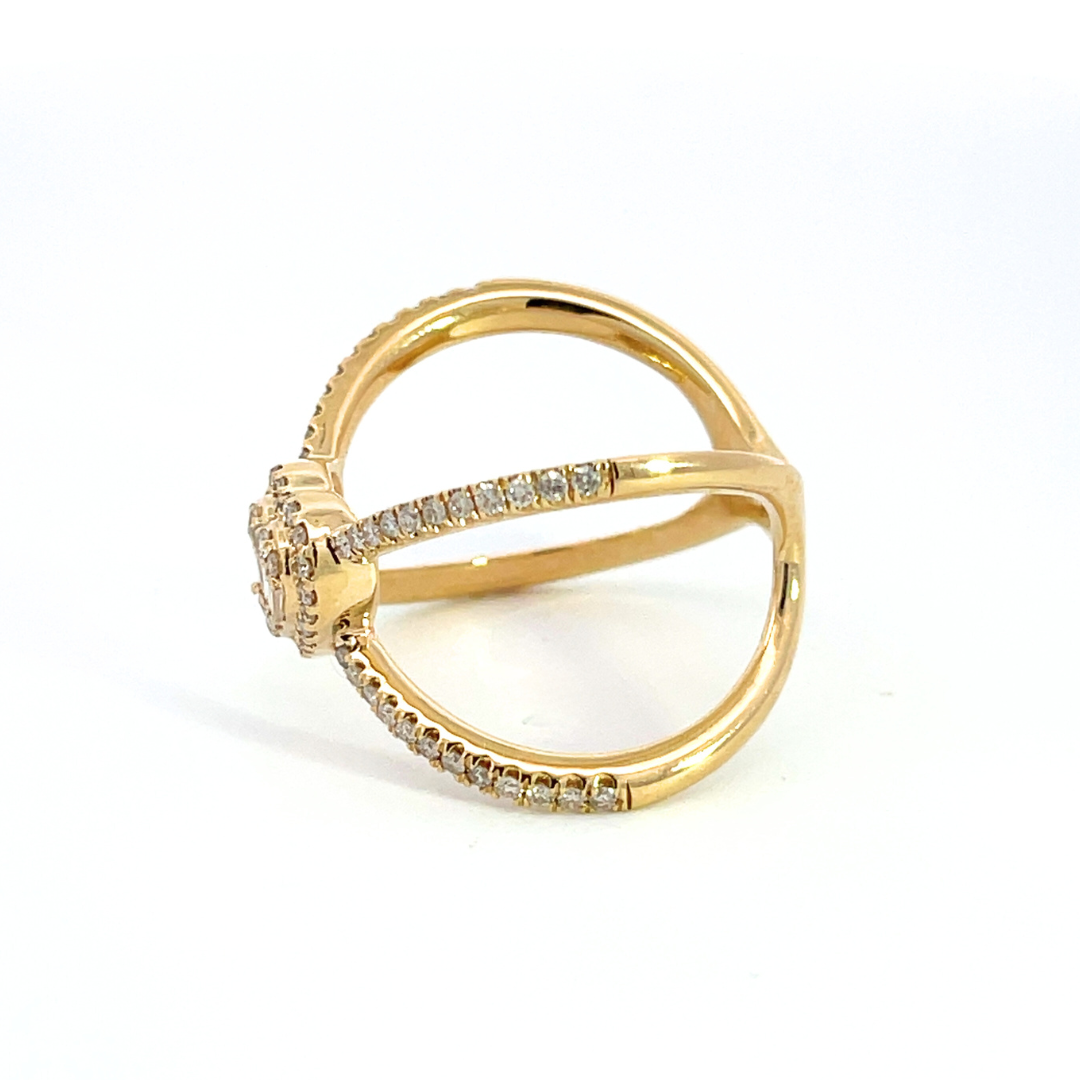 14K Solid Gold Diamond Cross Heart Ring.