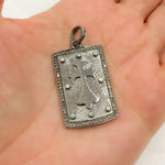 Load image into Gallery viewer, DP312. Diamond Sterling Silver Rectangle Cross Pendant with Gemstone