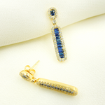 Load image into Gallery viewer, EFJ52125BS. 14k Solid Gold, Diamonds & Blue Sapphire Dangle Earrings