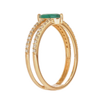 Load image into Gallery viewer, 14K Solid Gold Diamond and Emerald Spiral Marquise Ring.