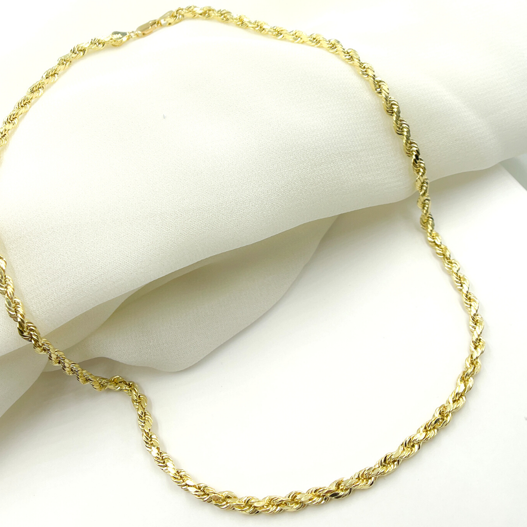 14K Solid Gold Rope Necklace