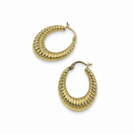 Load image into Gallery viewer, GER128. 14K Solid Gold Chunky Croissant Hollow Hoop Earrings