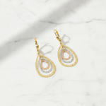 Load image into Gallery viewer, GER113. 14K Solid Gold Dangle Earring with Tri - Color Diamond Cut Drops.