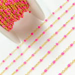 Load image into Gallery viewer, Sterling Silver Enamel Pink Color Cable Chains