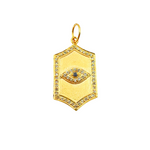 Load image into Gallery viewer, 14K Solid Gold Charm. Organic Shape Pendant with Diamonds and Blue Sapphire. GDP331