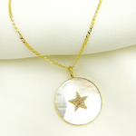 Load image into Gallery viewer, KG65. 14K Gold Star Round Pendant