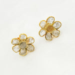 Load image into Gallery viewer, DE030. Diamond Silver Flower Studs