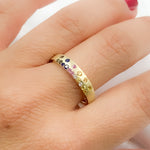 Load image into Gallery viewer, 14K Solid Gold Diamond and Multi Sapphire Band Ring.