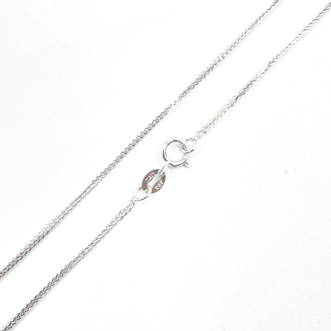 14K Solid White Gold Wheat Necklace. 020SP3T4WG