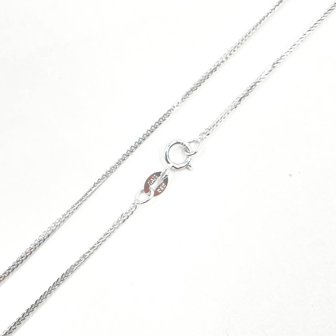 14K Solid White Gold Wheat Chain
