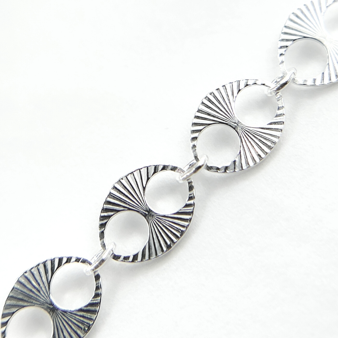 V163SS. 925 Sterling Silver Flat Textured Marina Chain