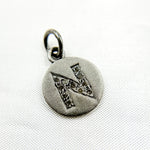 Load image into Gallery viewer, DC076. Diamond Sterling Silver Letter "N" Round Charm