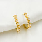 Load image into Gallery viewer, EHE56367. 14K Solid Yellow Gold Diamond Heart Hoop Earring