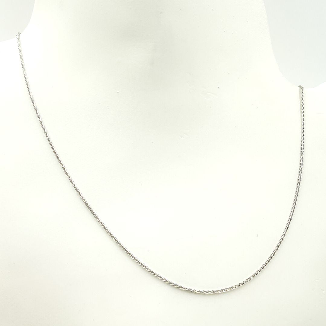 14K Solid White Gold Wheat Chain